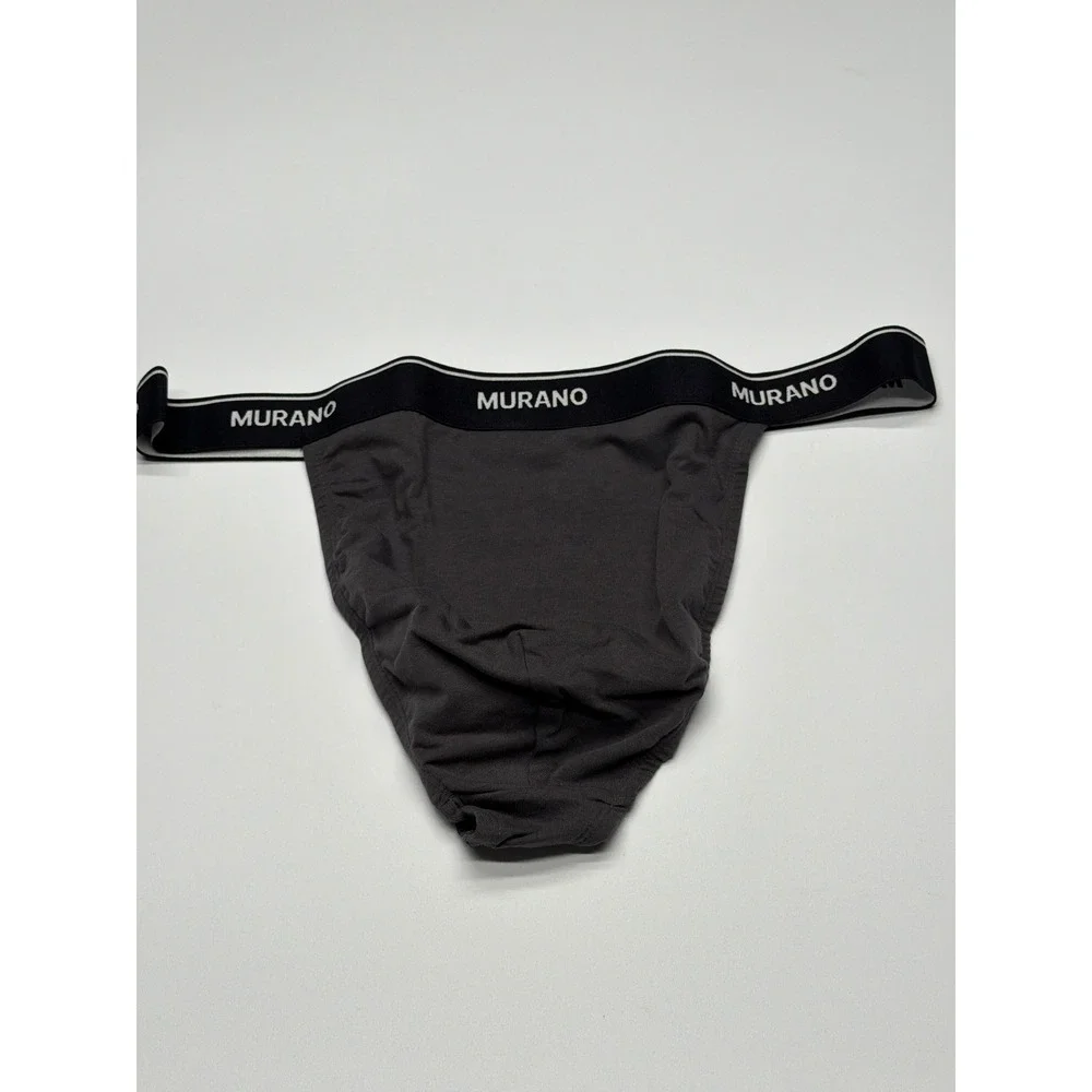 Murano Mens Gray‎ Thong Underwear Comfort Stretch Logo Waistband Size Large